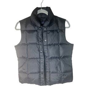 Lands End Womens Black Down Puffer Vest XS 80% Down 20% Feathers Nylon Shell